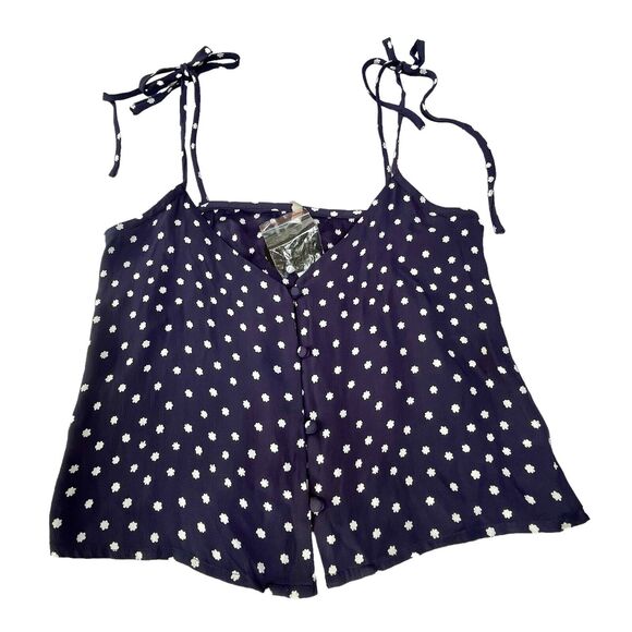 Amuse Society Sz XS Cami Crop Blue White Tie Strap Top Sara Outer Bnaks NWT READ - Picture 2 of 15